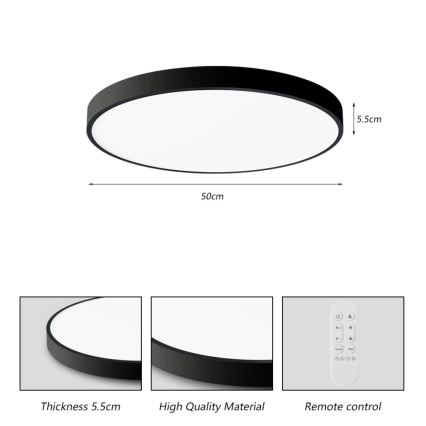 Immax NEO 07249L - LED stropna svjetiljka s prigušivanjem NEO LITE SEMPLICI LED/48W/230V 3000-6000K Wi-Fi Tuya crna + daljinski upravljač
