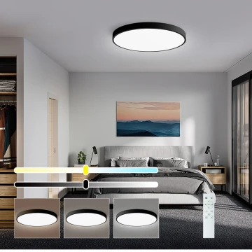 Immax NEO 07249L - LED stropna svjetiljka s prigušivanjem NEO LITE SEMPLICI LED/48W/230V 3000-6000K Wi-Fi Tuya crna + daljinski upravljač