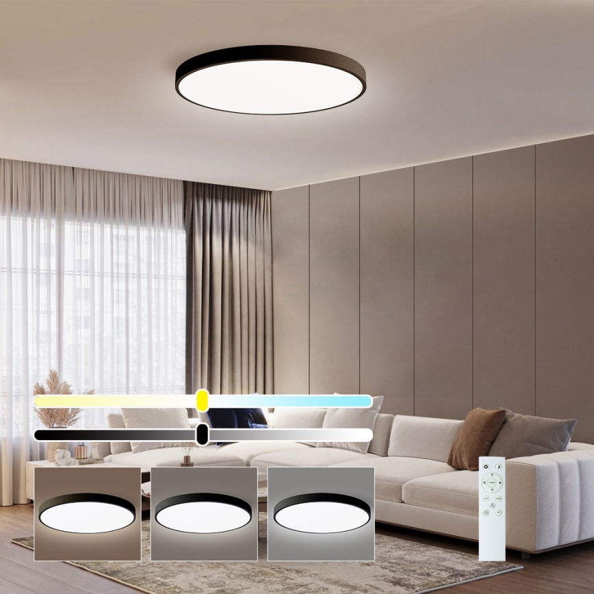 Immax NEO 07250L - LED Prigušiva stropna svjetiljka NEO LITE SEMPLICI LED/60W/230V 3000-6000K Wi-Fi Tuya crna + daljinski upravljač