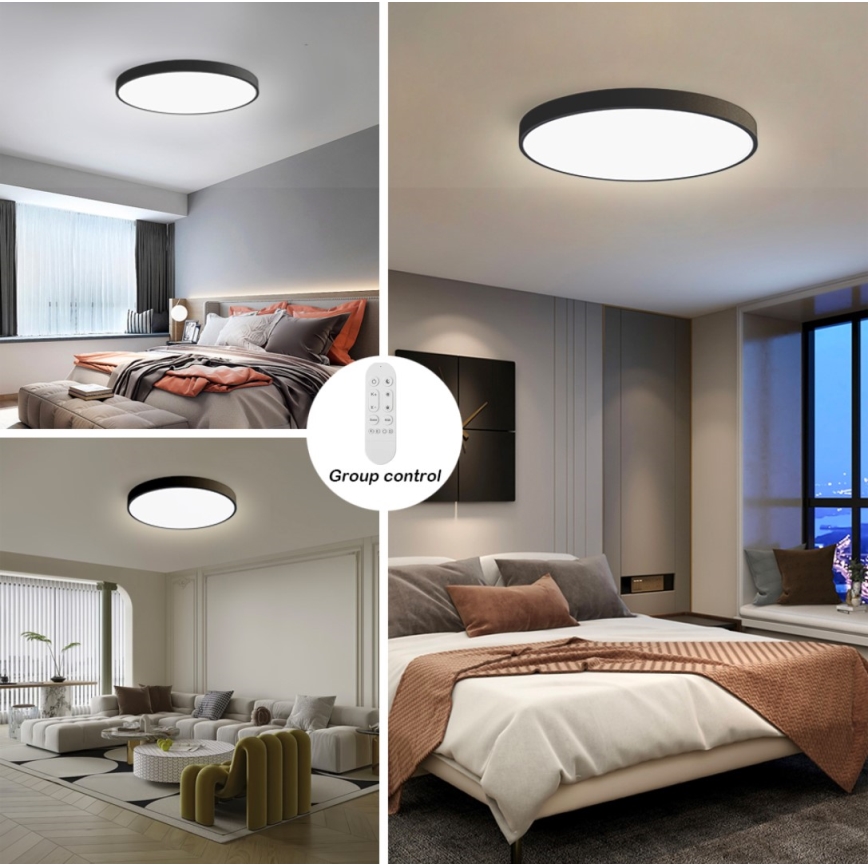 Immax NEO 07250L - LED Prigušiva stropna svjetiljka NEO LITE SEMPLICI LED/60W/230V 3000-6000K Wi-Fi Tuya crna + daljinski upravljač