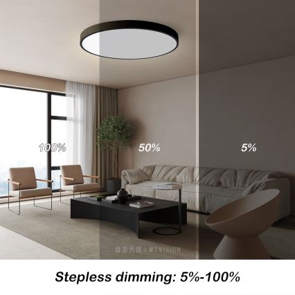 Immax NEO 07250L - LED Prigušiva stropna svjetiljka NEO LITE SEMPLICI LED/60W/230V 3000-6000K Wi-Fi Tuya crna + daljinski upravljač