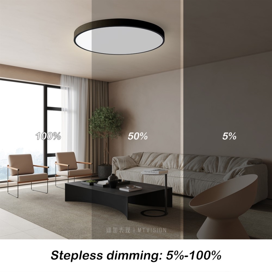 Immax NEO 07250L - LED Prigušiva stropna svjetiljka NEO LITE SEMPLICI LED/60W/230V 3000-6000K Wi-Fi Tuya crna + daljinski upravljač