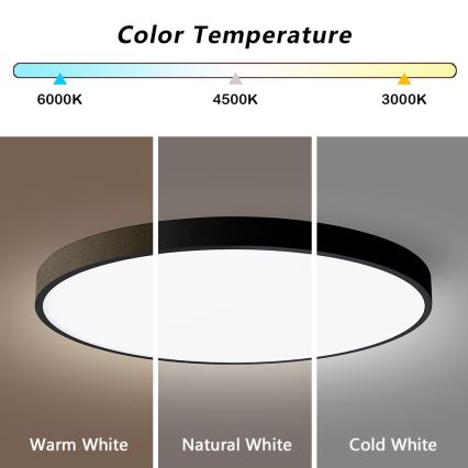 Immax NEO 07250L - LED Prigušiva stropna svjetiljka NEO LITE SEMPLICI LED/60W/230V 3000-6000K Wi-Fi Tuya crna + daljinski upravljač