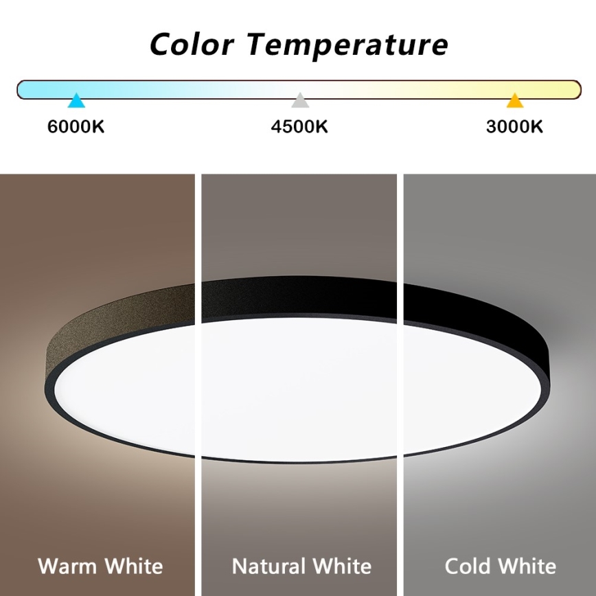 Immax NEO 07250L - LED Prigušiva stropna svjetiljka NEO LITE SEMPLICI LED/60W/230V 3000-6000K Wi-Fi Tuya crna + daljinski upravljač