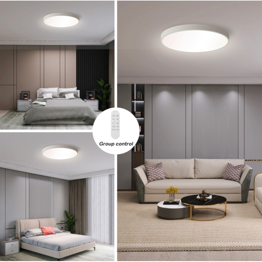 Immax NEO 07252L - LED Prigušiva stropna svjetiljka NEO LITE SEMPLICI LED/48W/230V 3000-6000K Wi-Fi Tuya bijela + daljinski upravljač