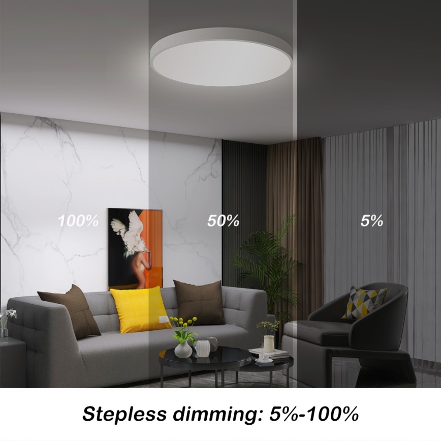 Immax NEO 07252L - LED Prigušiva stropna svjetiljka NEO LITE SEMPLICI LED/48W/230V 3000-6000K Wi-Fi Tuya bijela + daljinski upravljač