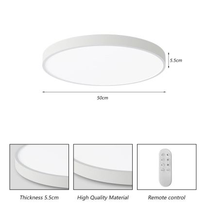 Immax NEO 07252L - LED Prigušiva stropna svjetiljka NEO LITE SEMPLICI LED/48W/230V 3000-6000K Wi-Fi Tuya bijela + daljinski upravljač