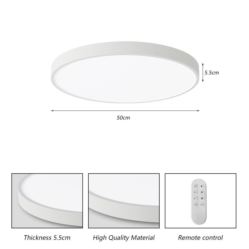 Immax NEO 07252L - LED Prigušiva stropna svjetiljka NEO LITE SEMPLICI LED/48W/230V 3000-6000K Wi-Fi Tuya bijela + daljinski upravljač