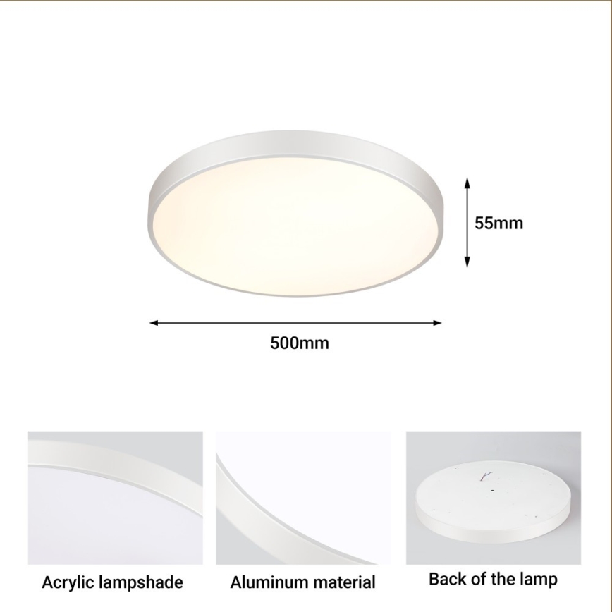 Immax NEO 07252L - LED stropna svjetiljka s prigušivanjem NEO LITE SEMPLICI LED/48W/230V 3000-6000K Wi-Fi Tuya bijela + daljinski upravljač
