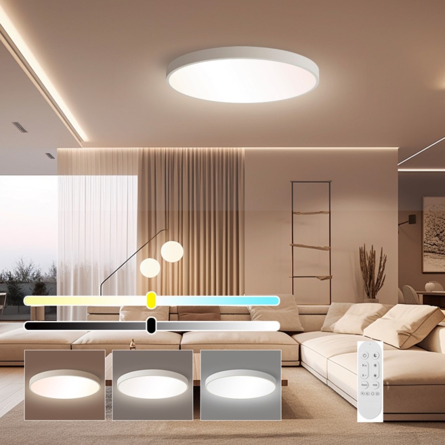 Immax NEO 07253L - LED Prigušiva stropna svjetiljka NEO LITE SEMPLICI LED/60W/230V 3000-6000K Wi-Fi Tuya bijela + daljinski upravljač