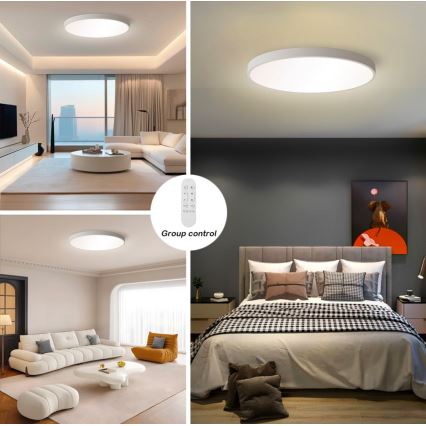 Immax NEO 07253L - LED Prigušiva stropna svjetiljka NEO LITE SEMPLICI LED/60W/230V 3000-6000K Wi-Fi Tuya bijela + daljinski upravljač