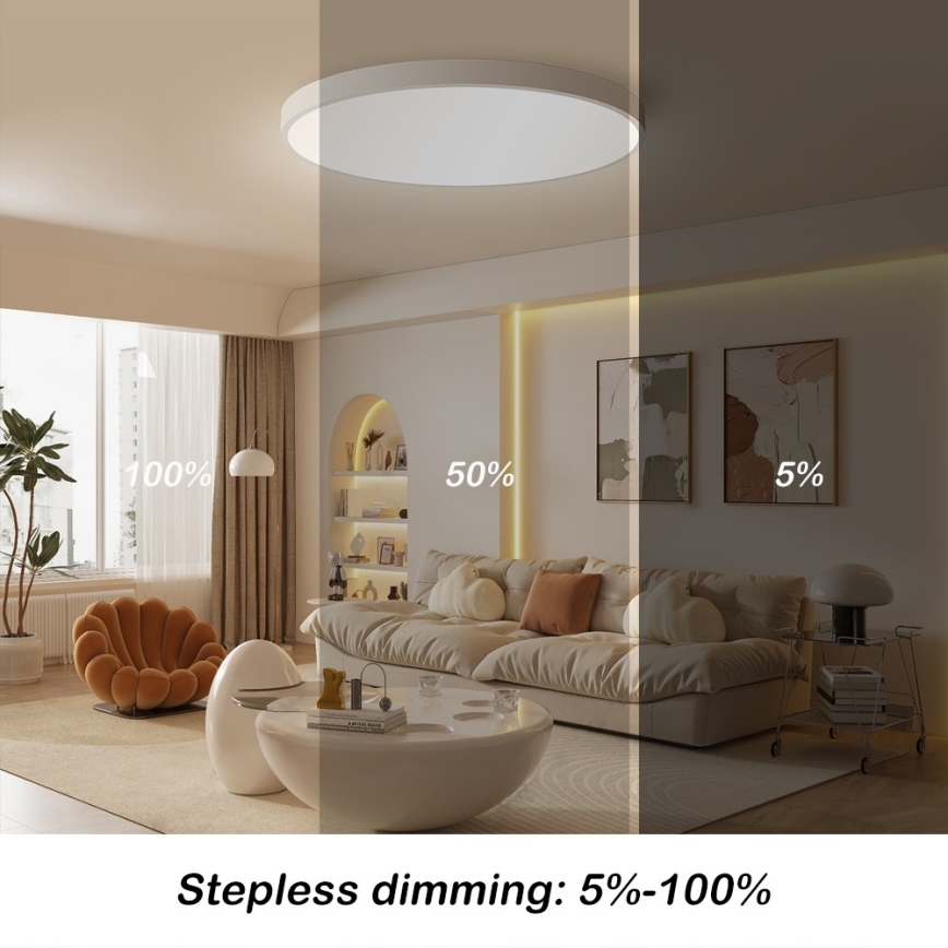 Immax NEO 07253L - LED Prigušiva stropna svjetiljka NEO LITE SEMPLICI LED/60W/230V 3000-6000K Wi-Fi Tuya bijela + daljinski upravljač
