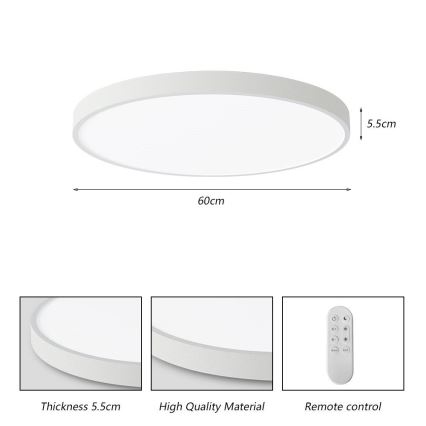 Immax NEO 07253L - LED Prigušiva stropna svjetiljka NEO LITE SEMPLICI LED/60W/230V 3000-6000K Wi-Fi Tuya bijela + daljinski upravljač