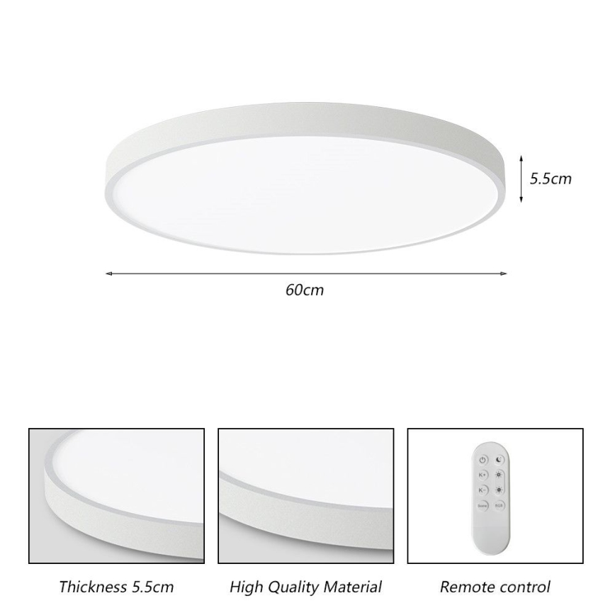 Immax NEO 07253L - LED Prigušiva stropna svjetiljka NEO LITE SEMPLICI LED/60W/230V 3000-6000K Wi-Fi Tuya bijela + daljinski upravljač