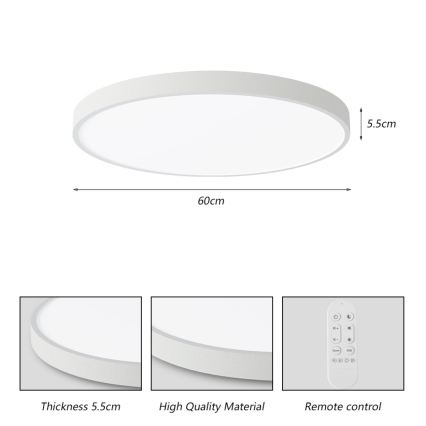 Immax NEO 07253L - LED stropna svjetiljka s mogućnošću prigušivanja NEO LITE SEMPLICI LED/60W/230V 3000-6000K Wi-Fi Tuya bijela + daljinski upravljač