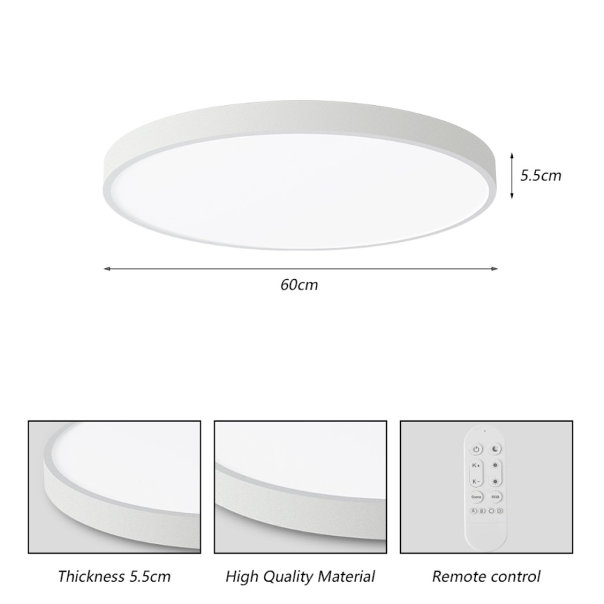 Immax NEO 07253L - LED stropna svjetiljka s mogućnošću prigušivanja NEO LITE SEMPLICI LED/60W/230V 3000-6000K Wi-Fi Tuya bijela + daljinski upravljač