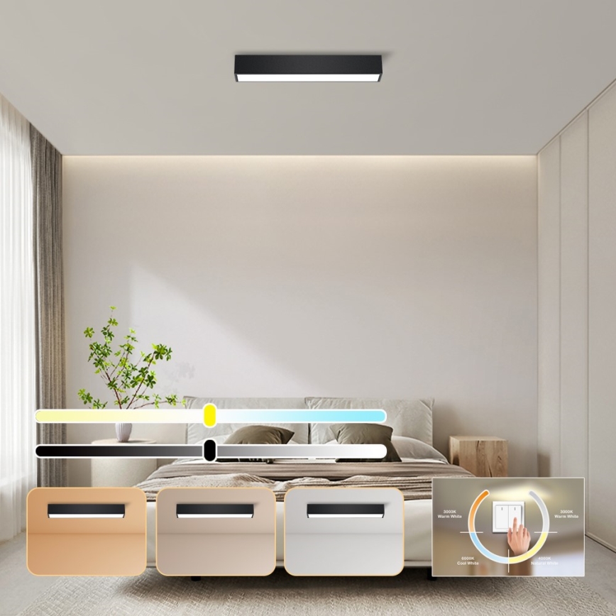 Immax NEO 07254L - LED Prigušiva stropna svjetiljka NEO LITE LUNGO LED/20W/230V 3000-6000K Wi-Fi Tuya crna + daljinski upravljač
