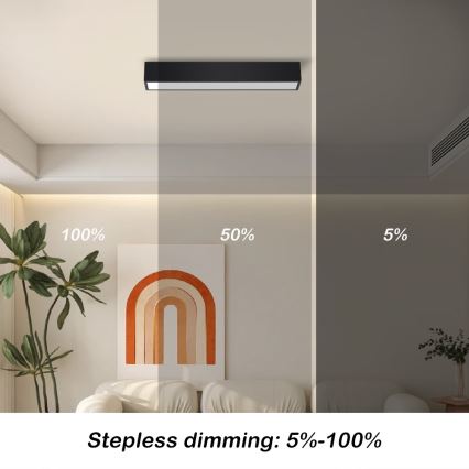 Immax NEO 07254L - LED Prigušiva stropna svjetiljka NEO LITE LUNGO LED/20W/230V 3000-6000K Wi-Fi Tuya crna + daljinski upravljač
