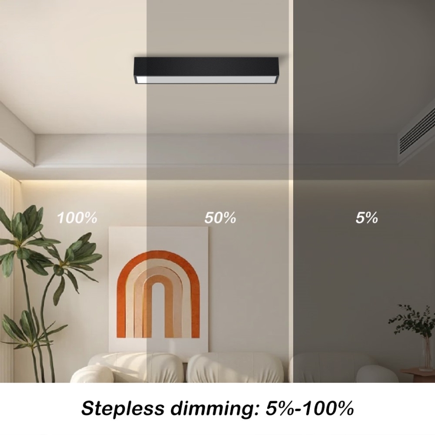 Immax NEO 07254L - LED Prigušiva stropna svjetiljka NEO LITE LUNGO LED/20W/230V 3000-6000K Wi-Fi Tuya crna + daljinski upravljač