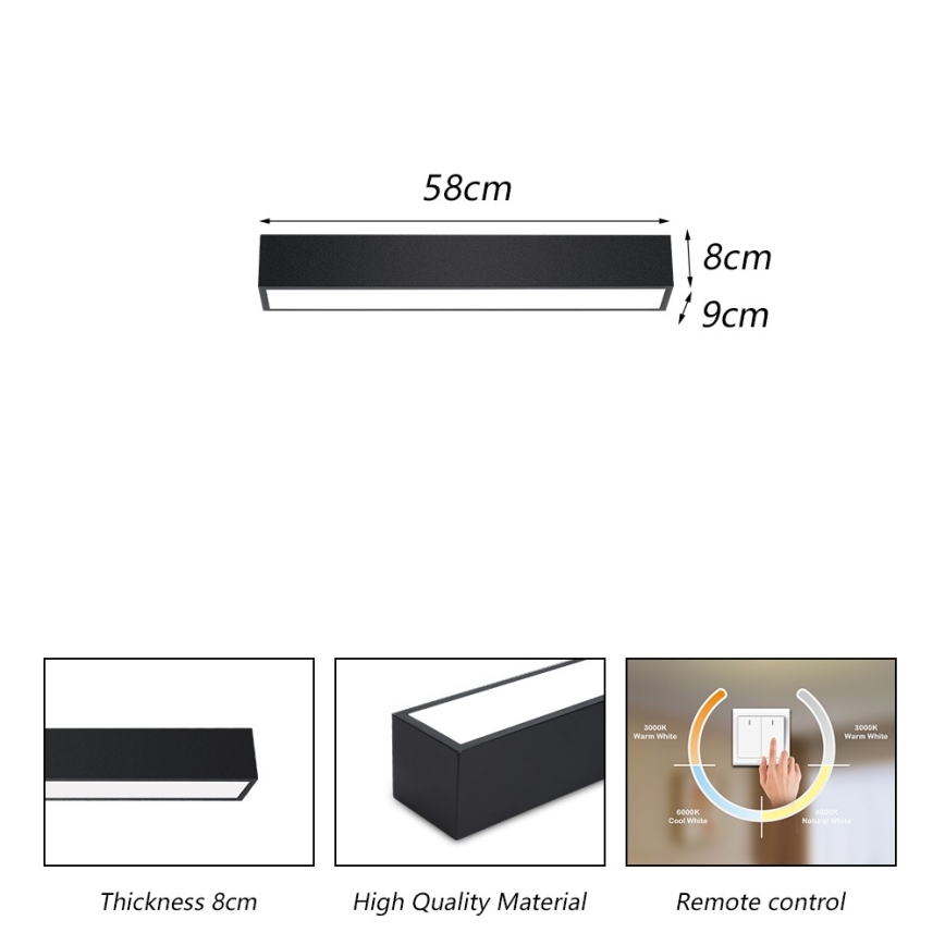 Immax NEO 07254L - LED Prigušiva stropna svjetiljka NEO LITE LUNGO LED/20W/230V 3000-6000K Wi-Fi Tuya crna + daljinski upravljač