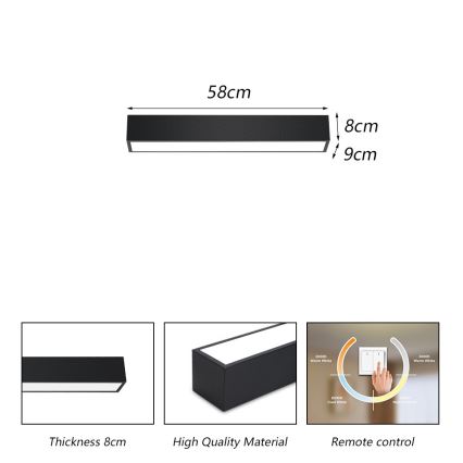Immax NEO 07254L - LED stropna svjetiljka s prigušivanjem NEO LITE LUNGO LED/20W/230V 3000-6000K Wi-Fi Tuya crna + daljinski upravljač