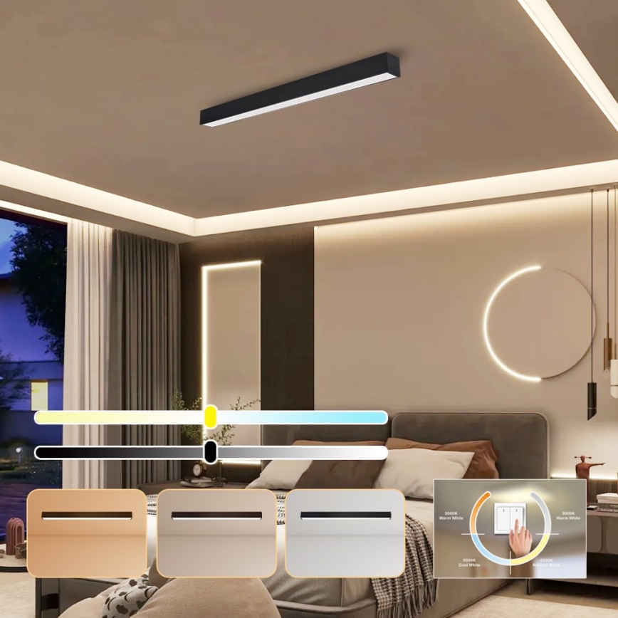 Immax NEO 07255L - LED Prigušiva stropna svjetiljka NEO LITE LUNGO LED/20W/230V 3000-6000K Wi-Fi Tuya crna + daljinski upravljač