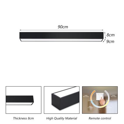 Immax NEO 07255L - LED Prigušiva stropna svjetiljka NEO LITE LUNGO LED/20W/230V 3000-6000K Wi-Fi Tuya crna + daljinski upravljač