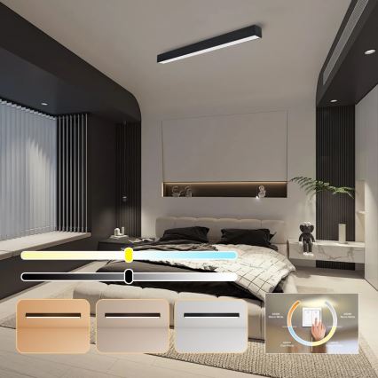 Immax NEO 07256L - LED Prigušiva stropna svjetiljka NEO LITE LUNGO LED/38W/230V 3000-6000K Wi-Fi Tuya crna + daljinski upravljač