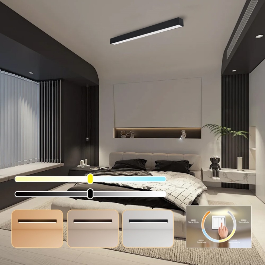 Immax NEO 07256L - LED Prigušiva stropna svjetiljka NEO LITE LUNGO LED/38W/230V 3000-6000K Wi-Fi Tuya crna + daljinski upravljač