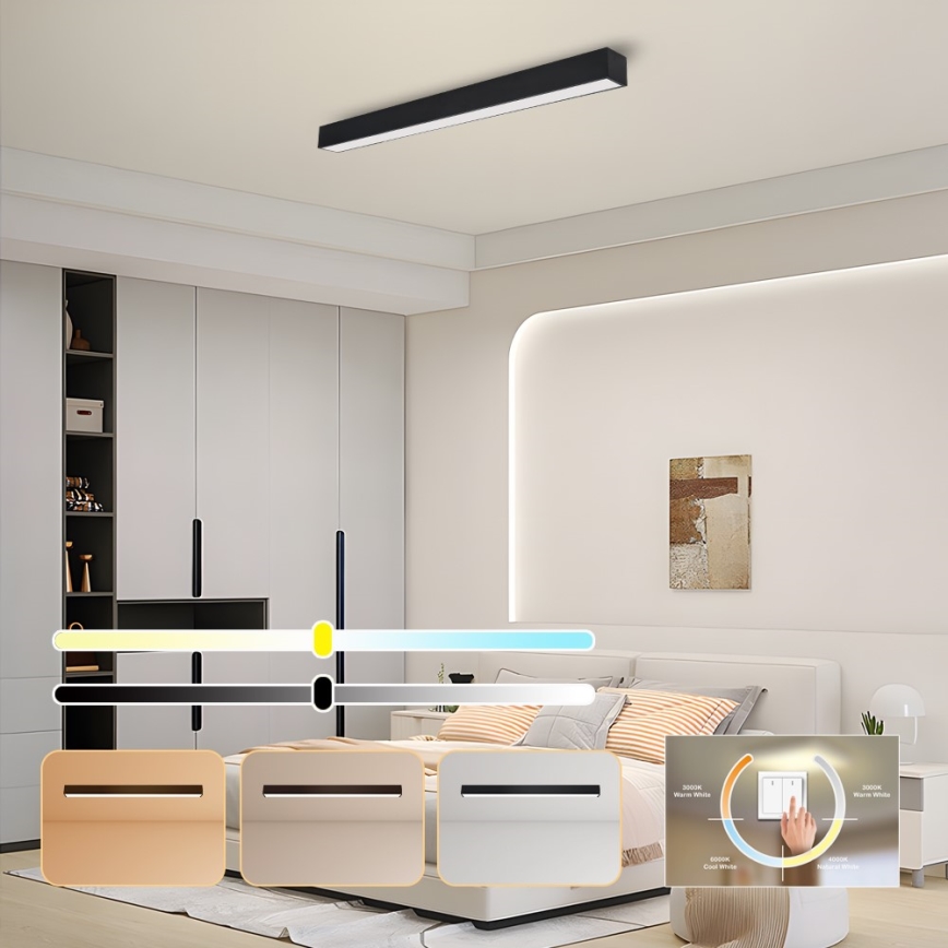 Immax NEO 07256L - LED Prigušiva stropna svjetiljka NEO LITE LUNGO LED/38W/230V 3000-6000K Wi-Fi Tuya crna + daljinski upravljač