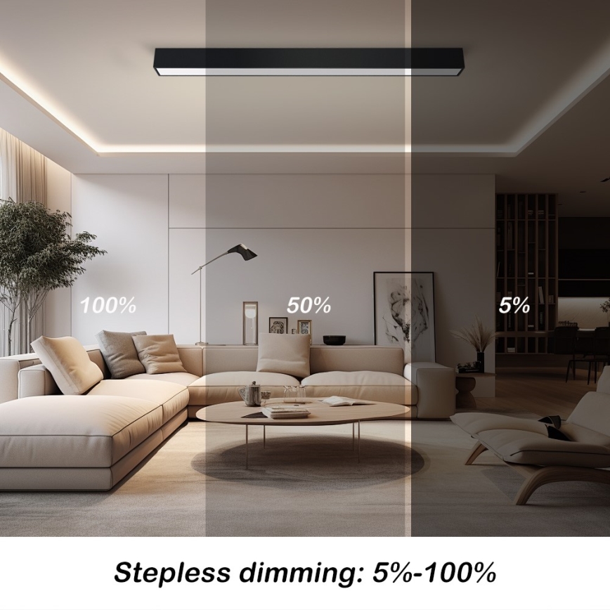 Immax NEO 07256L - LED Prigušiva stropna svjetiljka NEO LITE LUNGO LED/38W/230V 3000-6000K Wi-Fi Tuya crna + daljinski upravljač