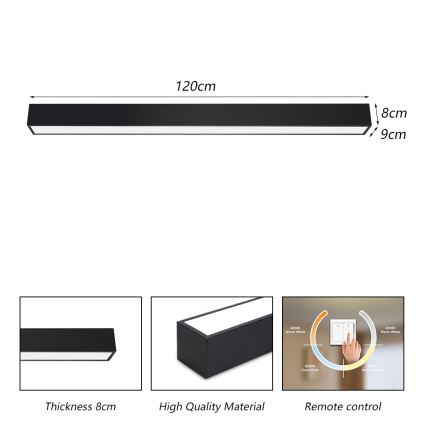 Immax NEO 07256L - LED Prigušiva stropna svjetiljka NEO LITE LUNGO LED/38W/230V 3000-6000K Wi-Fi Tuya crna + daljinski upravljač