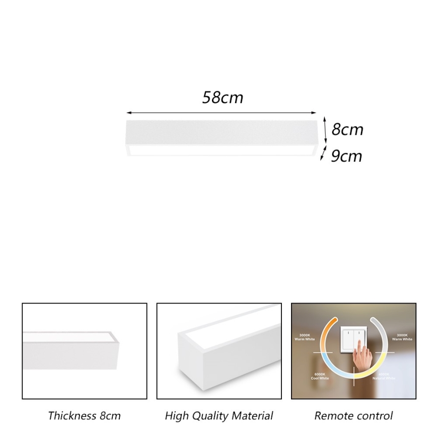 Immax NEO 07257L - LED Prigušiva stropna svjetiljka NEO LITE LUNGO LED/20W/230V 3000-6000K Wi-Fi Tuya bijela + daljinski upravljač