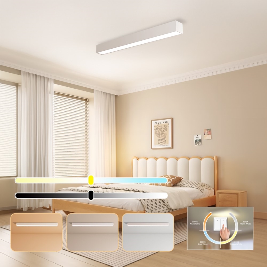 Immax NEO 07258L - LED stropna svjetiljka s mogućnošću prigušivanja NEO LITE LUNGO LED/29W/230V 3000-6000K Wi-Fi Tuya bijela + daljinski upravljač