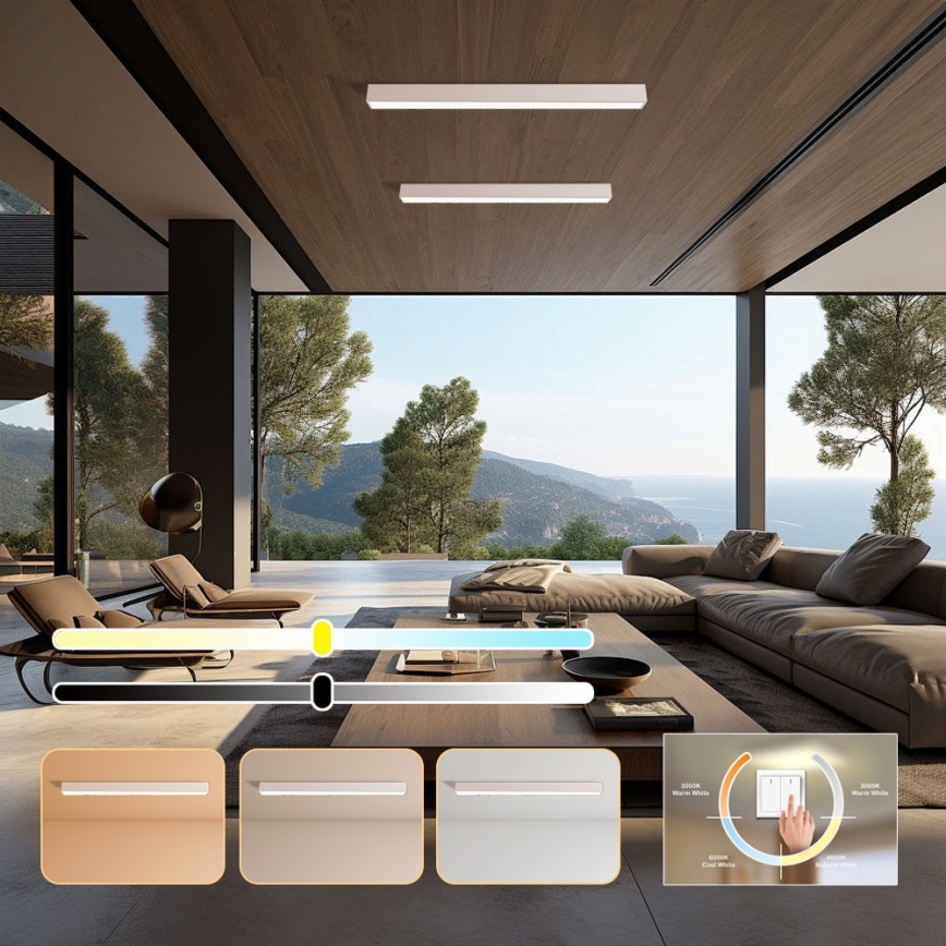 Immax NEO 07259L - LED stropna svjetiljka s prigušivanjem NEO LITE LUNGO LED/38W/230V 3000-6000K Wi-Fi Tuya bijela + daljinski upravljač