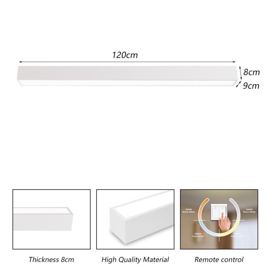 Immax NEO 07259L - LED stropna svjetiljka s prigušivanjem NEO LITE LUNGO LED/38W/230V 3000-6000K Wi-Fi Tuya bijela + daljinski upravljač