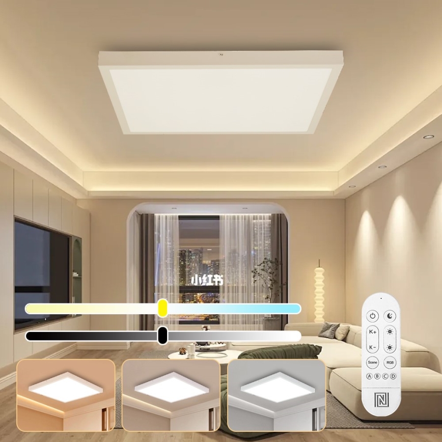 Immax NEO 07277L - LED Prigušiva stropna svjetiljka za kupaonicu NEO LITE FRAME LED/50W/230V IP44 Wi-Fi Tuya +daljinski upravljač bijela