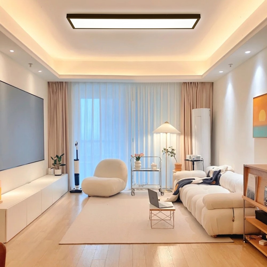 Immax NEO 07278L - LED Prigušiva stropna svjetiljka za kupaonicu NEO LITE FRAME LED/50W/230V IP44 Wi-Fi Tuya + daljinski upravljač crna