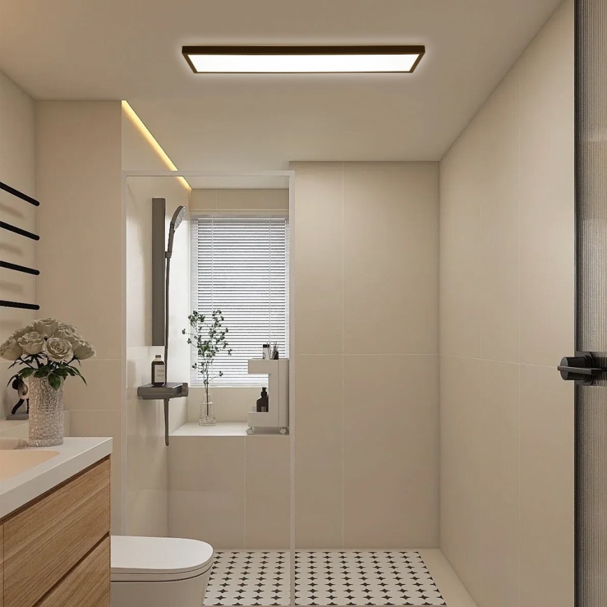 Immax NEO 07278L - LED Prigušiva stropna svjetiljka za kupaonicu NEO LITE FRAME LED/50W/230V IP44 Wi-Fi Tuya + daljinski upravljač crna
