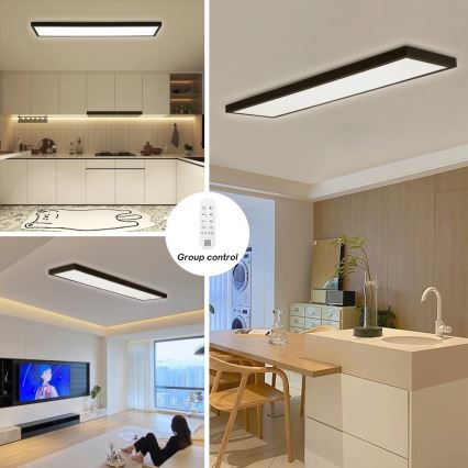 Immax NEO 07278L - LED Prigušiva stropna svjetiljka za kupaonicu NEO LITE FRAME LED/50W/230V IP44 Wi-Fi Tuya + daljinski upravljač crna