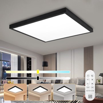 Immax NEO 07279L - LED stropna svjetiljka za kupaonicu s mogućnošću prigušivanja NEO LITE FRAME LED/50W/230V IP44 Wi-Fi Tuya + daljinski upravljač crna