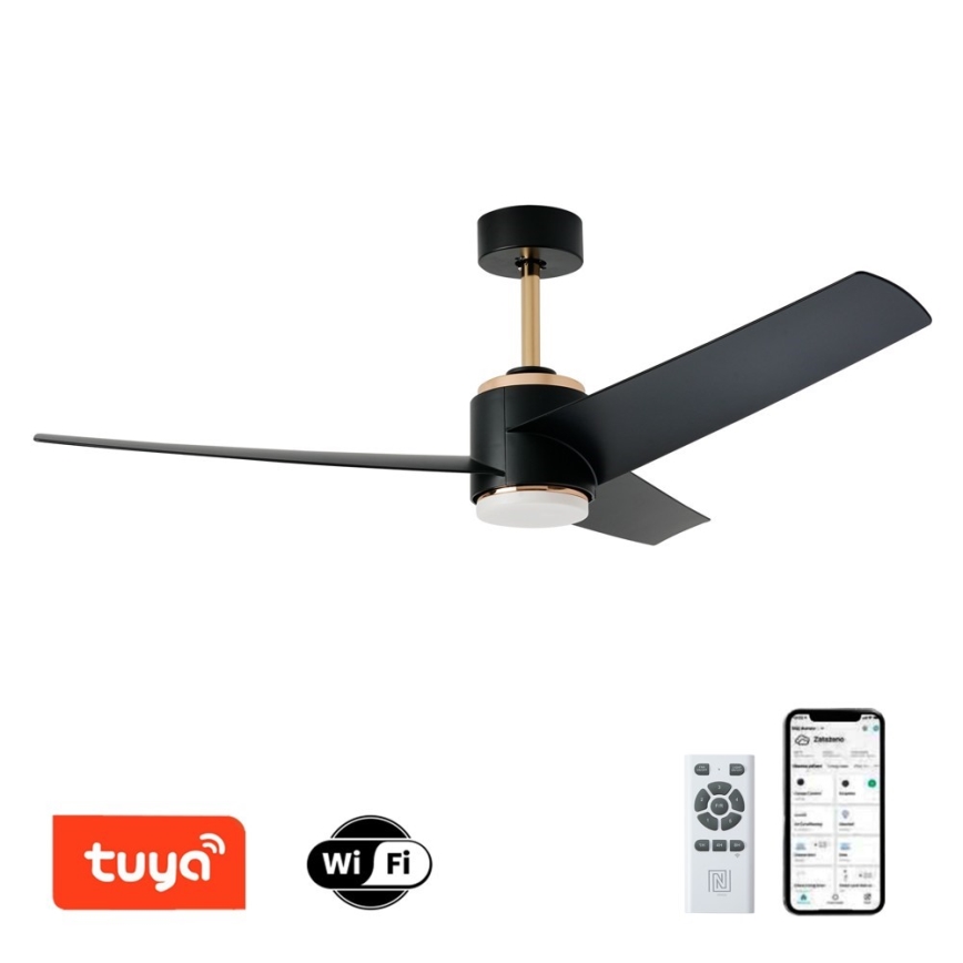 Immax NEO 07280L - LED Prigušivi stropni ventilator BEAUTY LED/18W/230V Wi-Fi Tuya crna + daljinski upravljač