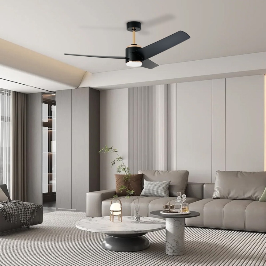 Immax NEO 07280L - LED stropni ventilator s prigušivanjem svjetla BEAUTY LED/18W/230V Wi-Fi Tuya crni promjer 132 cm + daljinski upravljač