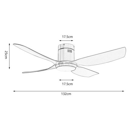 Immax NEO 07282L - LED+CCT Prigušivi stropni ventilator PURE LED/24W/230V 3000/4000/6000K Wi‑Fi Tuya promjer 132 cm + daljinski upravljač
