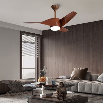 Immax NEO 07286L - LED Prigušivi stropni ventilator WAVE LED/18W/230V Wi-Fi Tuya smeđa pr. 132 cm + daljinski upravljač
