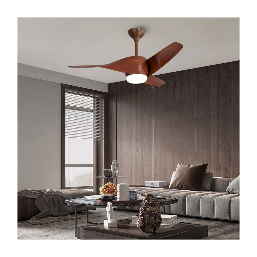 Immax NEO 07286L - LED Prigušivi stropni ventilator WAVE LED/18W/230V Wi-Fi Tuya smeđa pr. 132 cm + daljinski upravljač