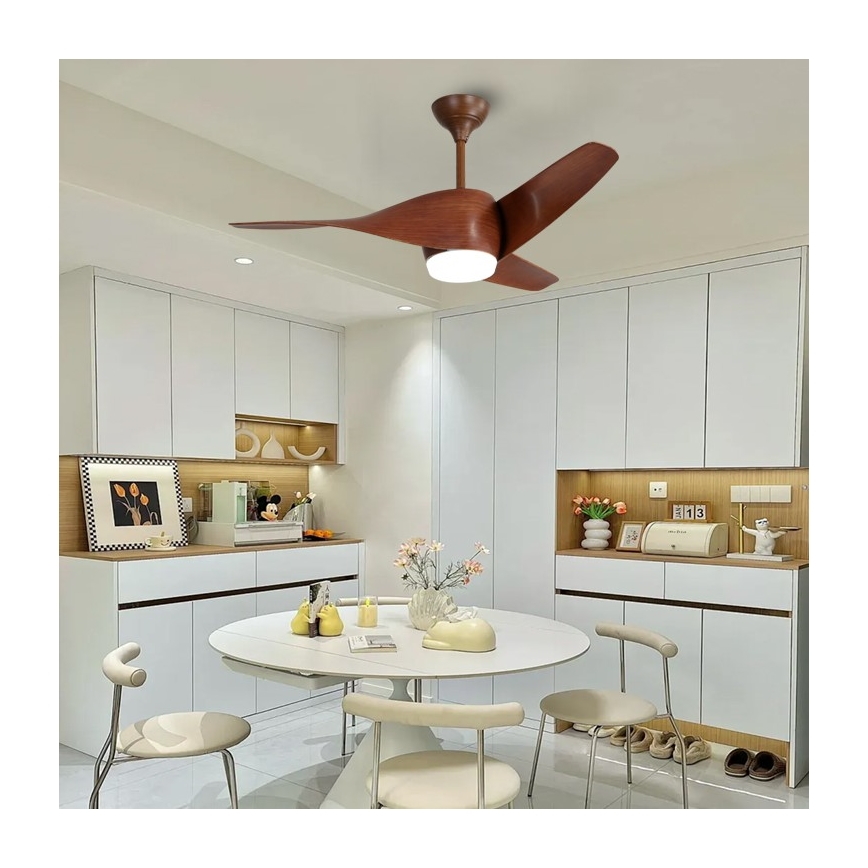 Immax NEO 07286L - LED Prigušivi stropni ventilator WAVE LED/18W/230V Wi-Fi Tuya smeđa pr. 132 cm + daljinski upravljač