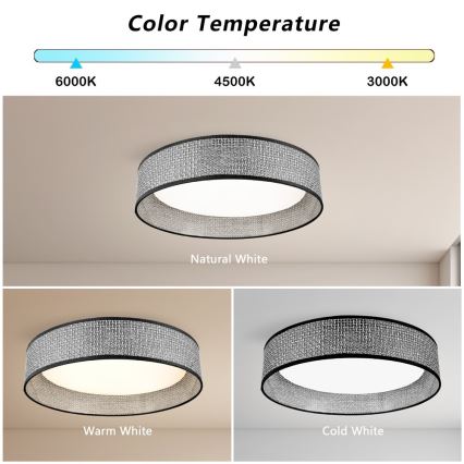 Immax NEO 07287L - LED+CCT Stropna svjetiljka s prigušivanjem LONA LED/36W/230V 3000-6000K Wi-Fi Tuya pr. 45,5 cm + daljinski upravljač