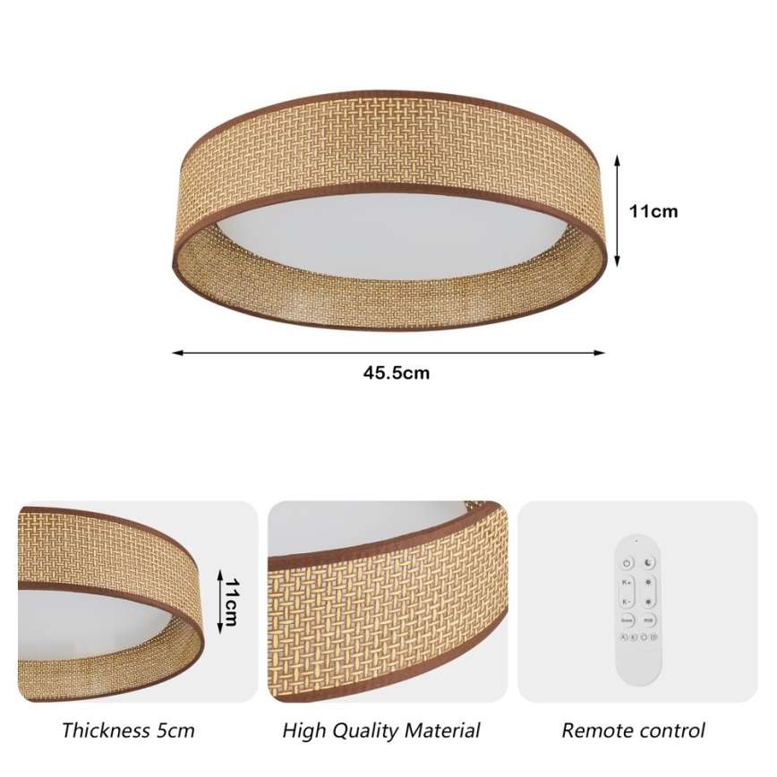 Immax NEO 07288L - LED+CCT Prigušivo stropno svjetlo LONA LED/36W/230V 3000-6000K Wi-Fi Tuya Ø 45,5 cm + daljinski upravljač