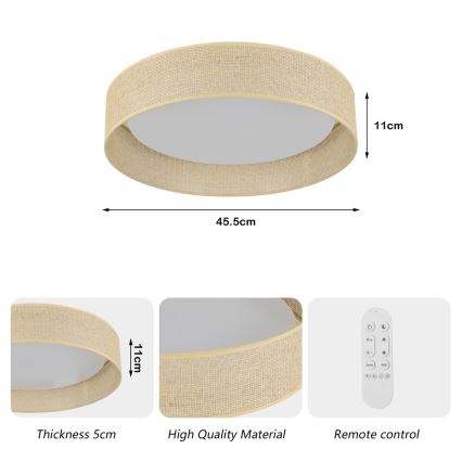 Immax NEO 07289L - LED+CCT stropno svjetlo s mogućnošću prigušivanja LONA LED/36W/230V 3000-6000K Wi-Fi Tuya promjer 45,5 cm + daljinski upravljač